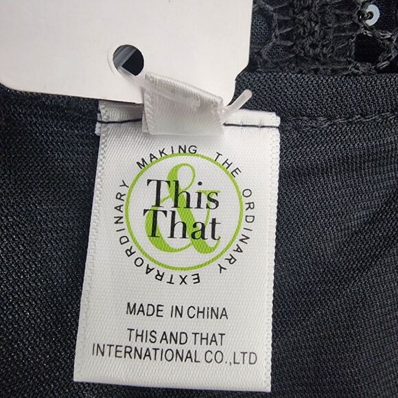 This & That Blouse Large Multicolor Mix Media Cowl Neck Crochet Patchwork Sheer - Picture 10 of 11